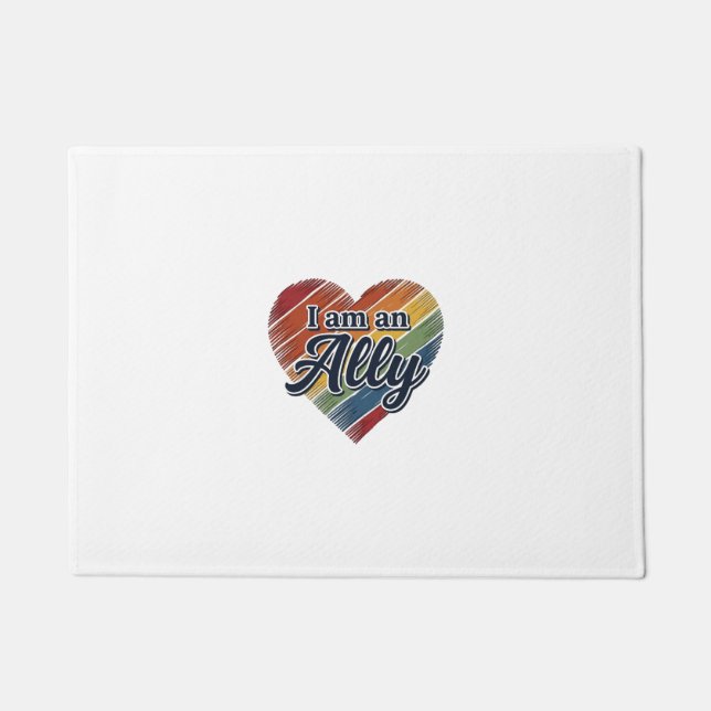 Felpudo Diseño de camiseta vectorial corazón aliado arcoír (Anverso)
