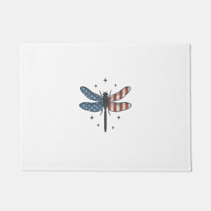 Felpudo Diseño de camiseta vectorial de libélula patriótic