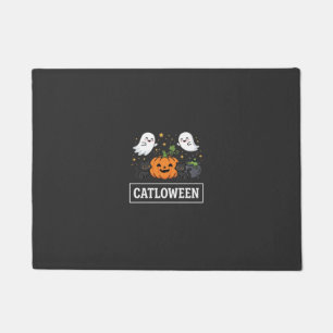 Felpudo Diseño de Catloween Gato Fantasma Lindo Halloween_