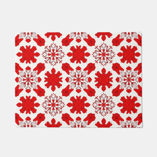 Felpudo diseño de copo de nieve blanco Ed para decoración  (Anverso)