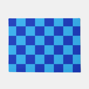 Felpudo Diseño de cuadros azules claros y oscuros