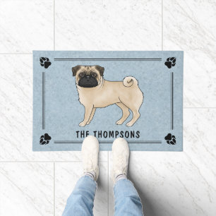Felpudo Diseño de dibujo animado de Pug cervato con apelli