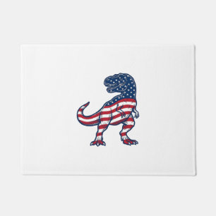 Felpudo Diseño de dinosaurio T-Rex patriótico bandera amer