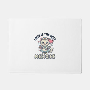 Felpudo Diseño de enfermera gato lindo el amor es la mejor