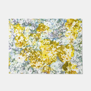 Felpudo Diseño de flores de color de agua gris amarillo