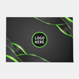 Felpudo Diseño de fluido abstracto negro y verde | Agregar