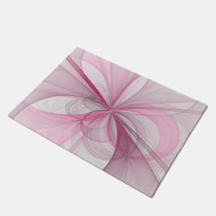 Felpudo Diseño de fractal gris rosa claro abstracto modern