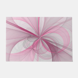 Felpudo Diseño de fractal gris rosa claro abstracto modern