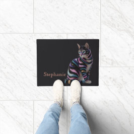 Felpudo Diseño de gato lindo y nombre personalizado