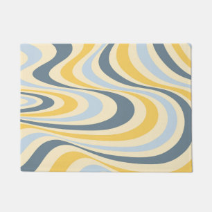 Felpudo Diseño de giro abstracto amarillo y azul
