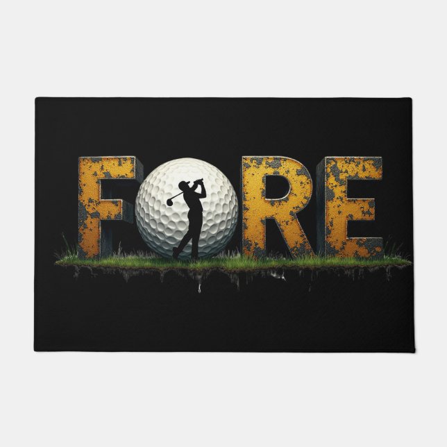 Felpudo Diseño de Golf Moderno Con Silhouette Golfer (Anverso)