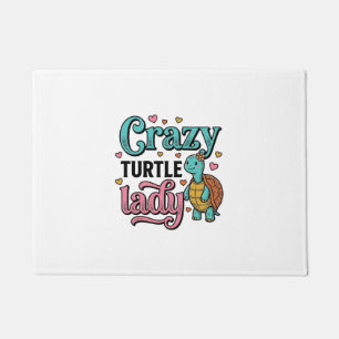 Felpudo Diseño de grabado vintage de la loca señora tortug