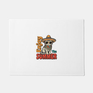 Felpudo Diseño de grabado vintage de sombrero de gato de v