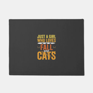 Felpudo Diseño de Halloween Chica Amante Gatos Otoño