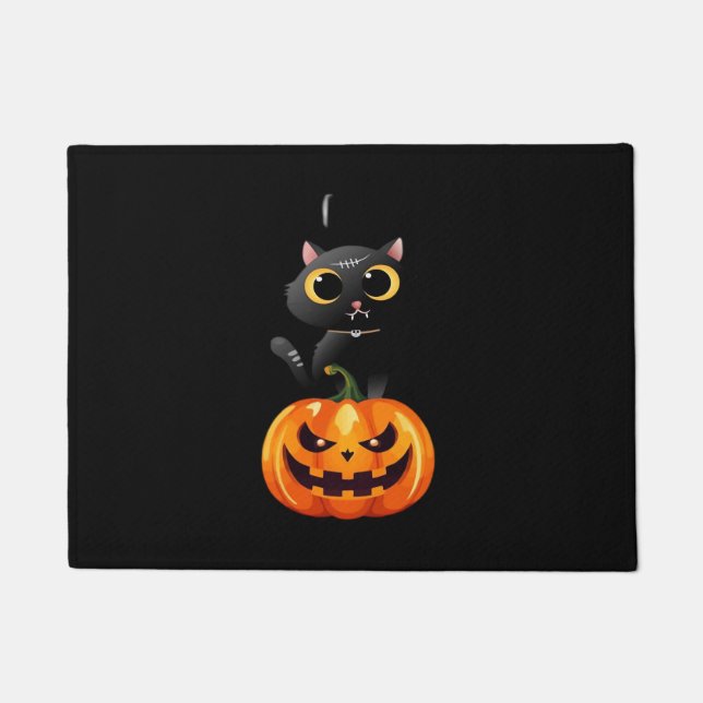 Felpudo Diseño de Halloween para Gatos Negros - Arte espel (Anverso)