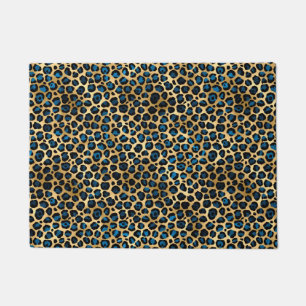 Felpudo Diseño de la serie Leopardo Azul y Dorado 4