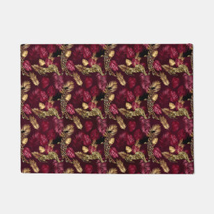 Felpudo Diseño de la serie Leopardo Burgundy y Gold 12