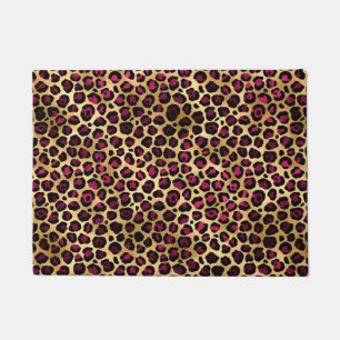 Felpudo Diseño de la serie Leopardo Burgundy y Gold 2