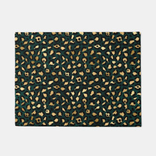 Felpudo Diseño de la serie Leopardo Teal y Gold 1