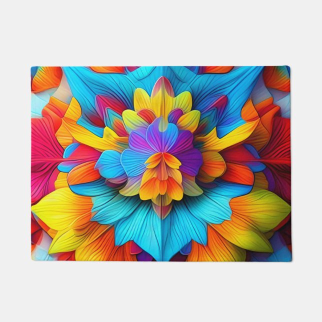 Felpudo Diseño de Mandala floral colorida (Anverso)