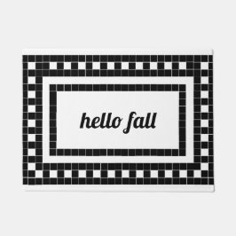 Felpudo Diseño de mosaico blanco y negro en otoño