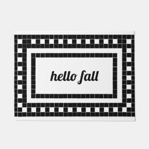 Felpudo Diseño de mosaico blanco y negro en otoño