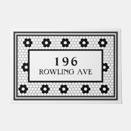 Felpudo Diseño de mosaico de número de dirección personali