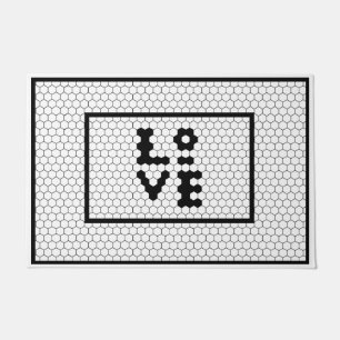 Felpudo Diseño de mosaicos blancos y negros de Love Farmho