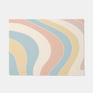 Felpudo Diseño de olas Groovy de estilo retro en tonos pas