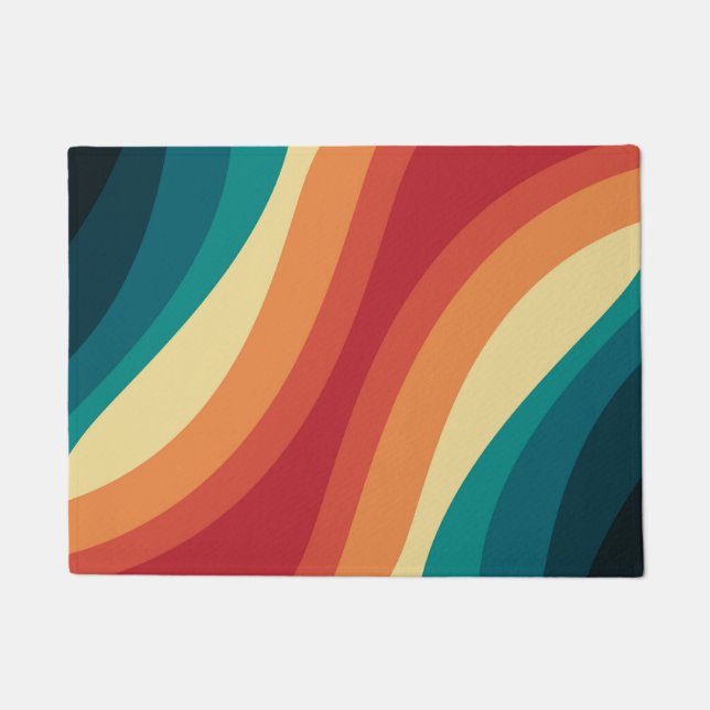 Felpudo Diseño de ondas de estilo retro multicolor (Anverso)