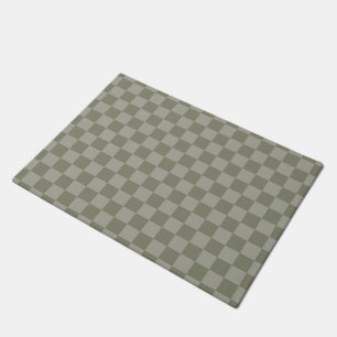 Felpudo Diseño de patrón de cuadros verde oliva y gris