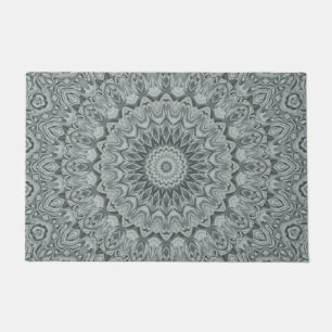 Felpudo Diseño de patrón de mandala gris y plateado