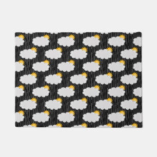 Felpudo Diseño de patrón nublado soleado lluvia negro