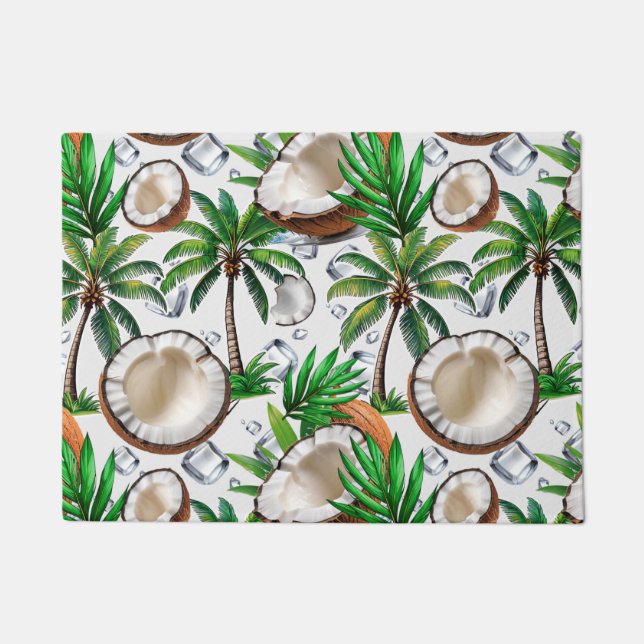 Felpudo Diseño de patrón tropical de palmeras de coco (Anverso)