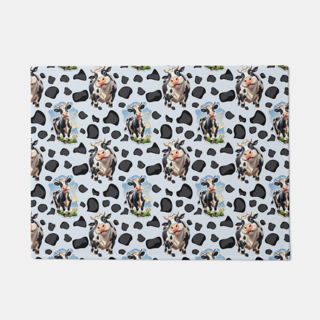 Felpudo Diseño de patrones de animales de vaca (Anverso)