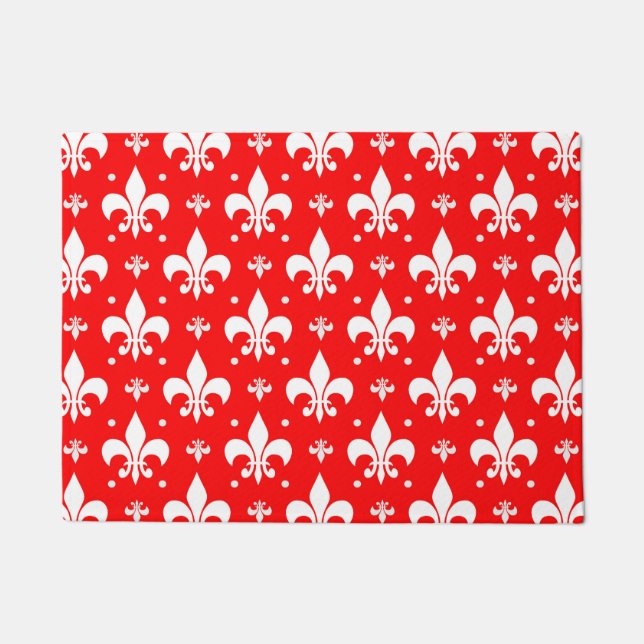 Felpudo Diseño de patrones de flor rojo de lis (Anverso)
