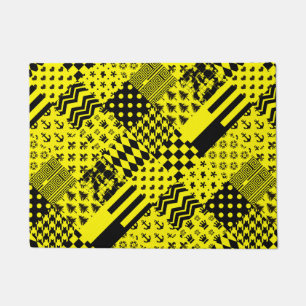 Felpudo Diseño de patrones mixtos amarillos negros