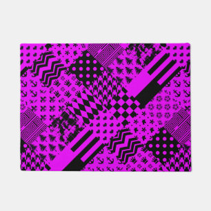 Felpudo Diseño de patrones púrpura negro mixto