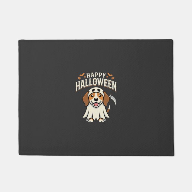 Felpudo Diseño de perro Beagle Feliz Halloween_1 (Anverso)