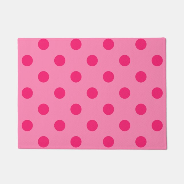 Felpudo Diseño De Puntos De Polka Rosado En Pink (Anverso)