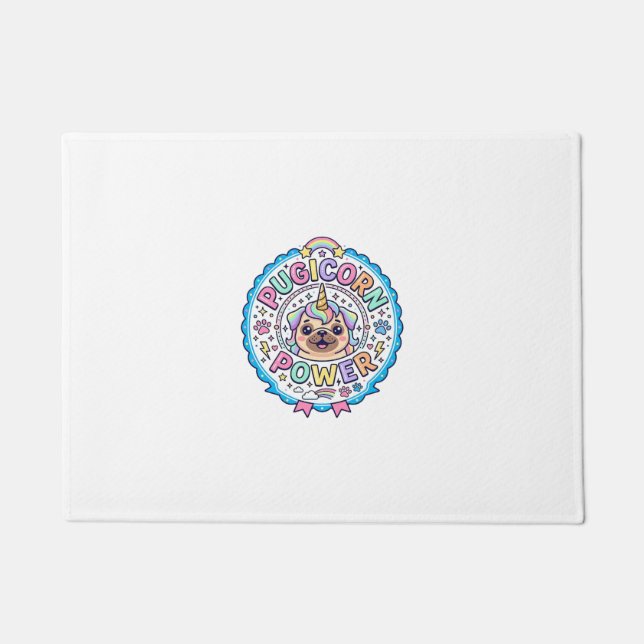 Felpudo Diseño de regalo divertido y lindo poder Pugicorn  (Anverso)