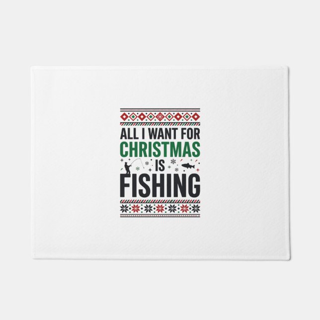 Felpudo Diseño de suéter feo de pesca de Navidad (Anverso)