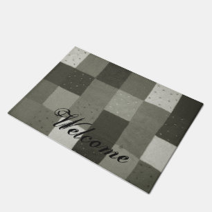 Felpudo diseño de tela de mosaico estilo vintage blanco ne