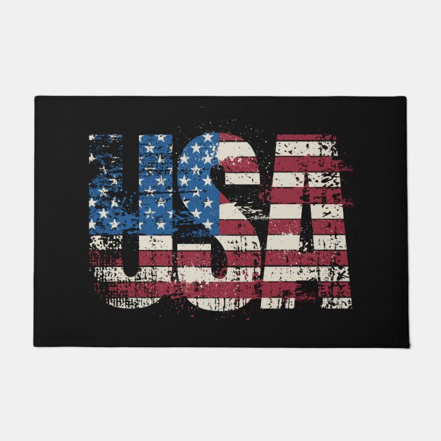 Felpudo Diseño de texto gruñón de EE.UU. con bandera (Anverso)