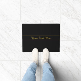 Felpudo Diseño de texto simple personalizable en oro y neg