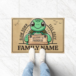 Felpudo Diseño de tortuga personalizable para familias cál