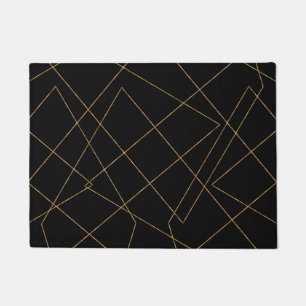 Felpudo Diseño de trazo geométrico moderno de oro y negr