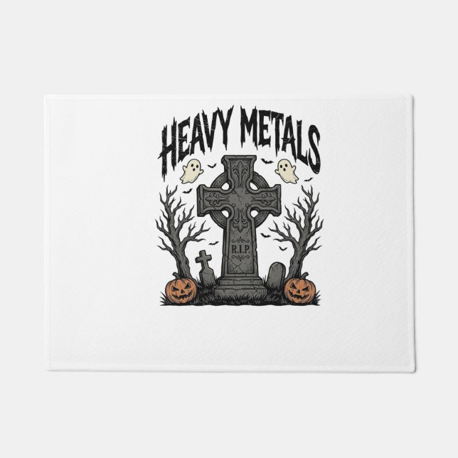 Felpudo Diseño de vector cementerio de Halloween de metale (Anverso)