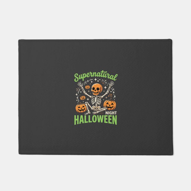 Felpudo Diseño de vector de Halloween de esqueleto sobrena (Anverso)