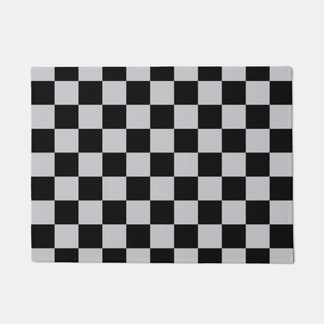 Felpudo Diseño del patrón Ash Gray Gray Checker (Anverso)